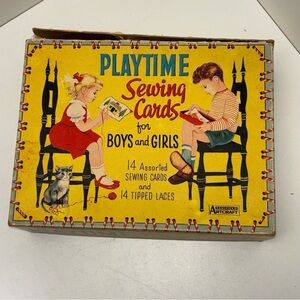 Vintage 50s playtime sewing cards for boys and girls